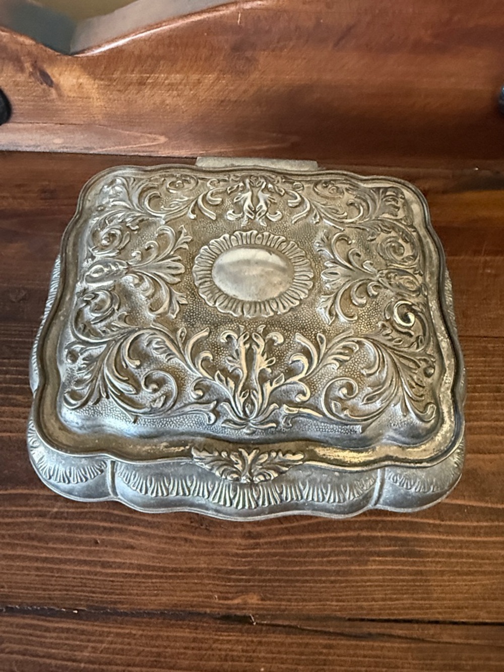 Vintage Silver Tone Jewelry Box